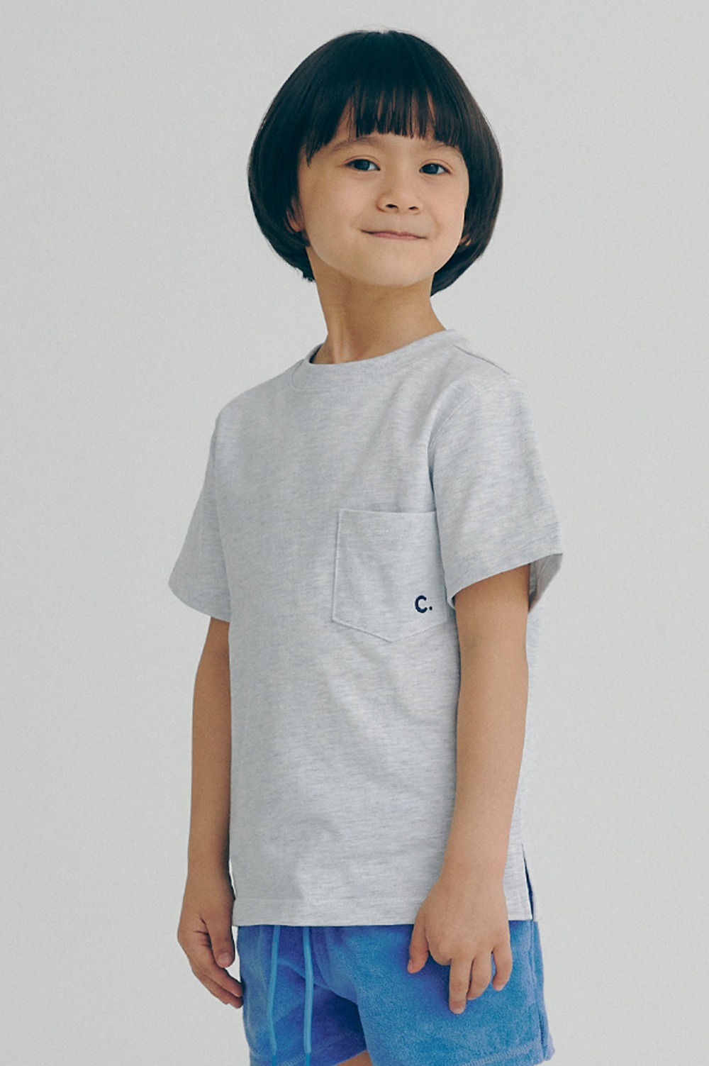 clove - [22SS clove] Logo Pocket T-Shirt_Kids (Light Grey)
