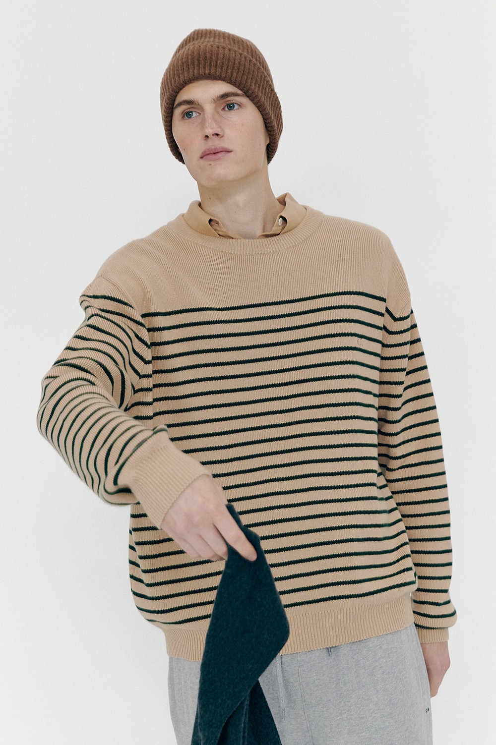 clove - [FW20 clove] Stripe Pullover Knit (Beige)