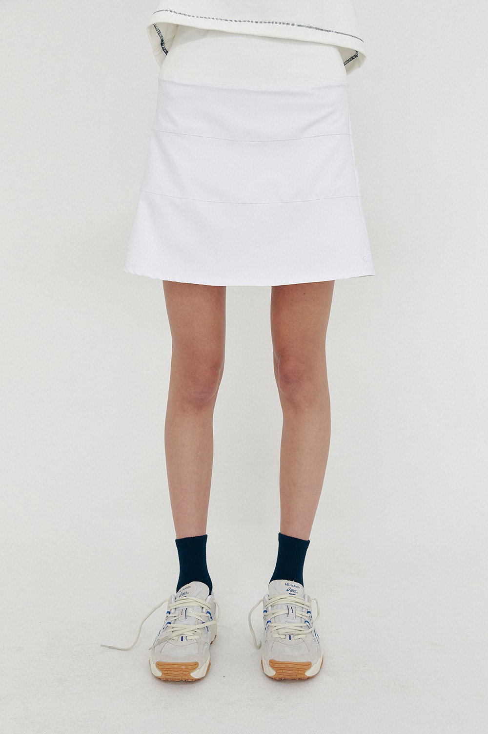 clove - [SS21 clove] Block Pleated Skirt White