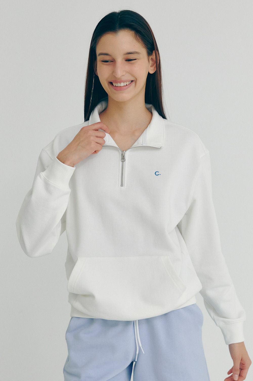 clove - [22SS clove] Standard Half-Zip Sweatshirt (White)