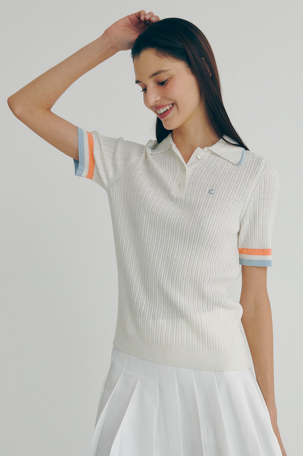 clove - [22SS clove] Trim Knit Polo Shirt (White)