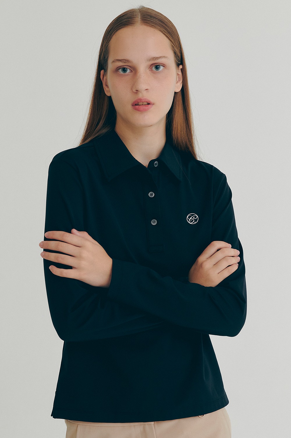clove - [22FW clove] Long-Sleeve Polo Shirt (Black)