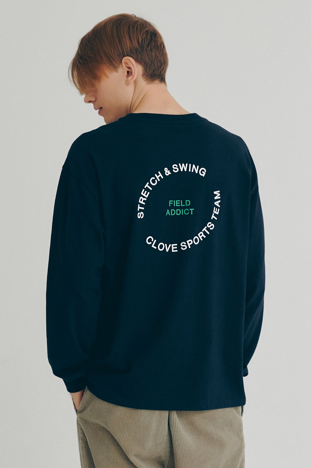 clove - [22FW clove] Lettering Long-Sleeve T-Shirt (Navy)