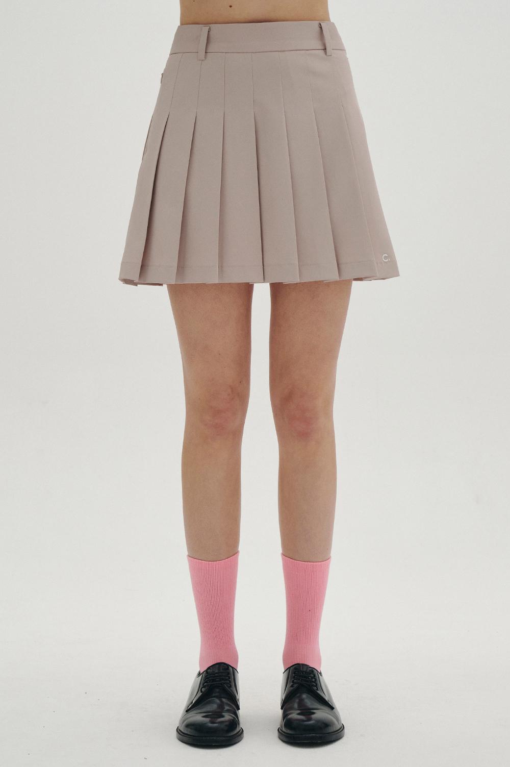 clove - [23SS clove] Basic Pleated Skirt (Beige)