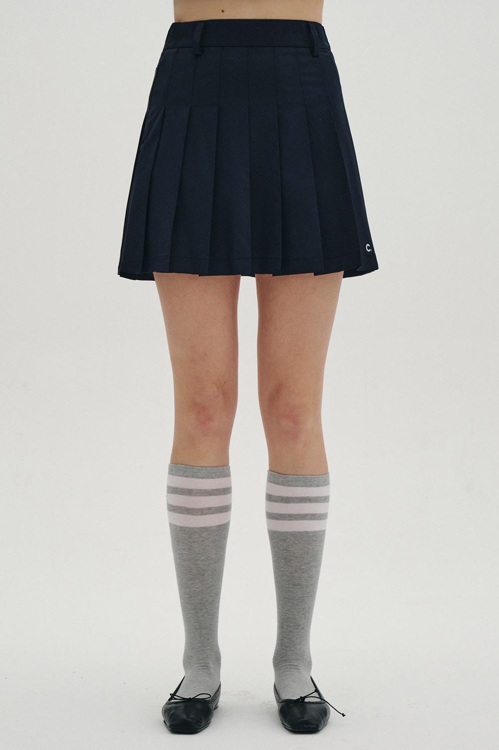 clove - [23SS clove] Basic Pleated Skirt (Navy)