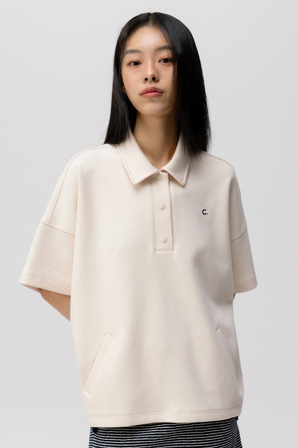 clove - [24SS clove] Oversized Polo Shirt (Cream)