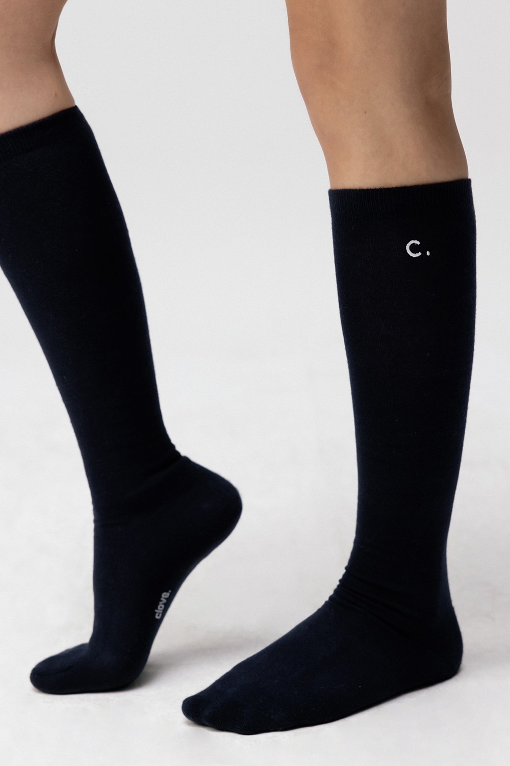 clove - [24SS clove] Logo Knee Socks (Dark Navy)