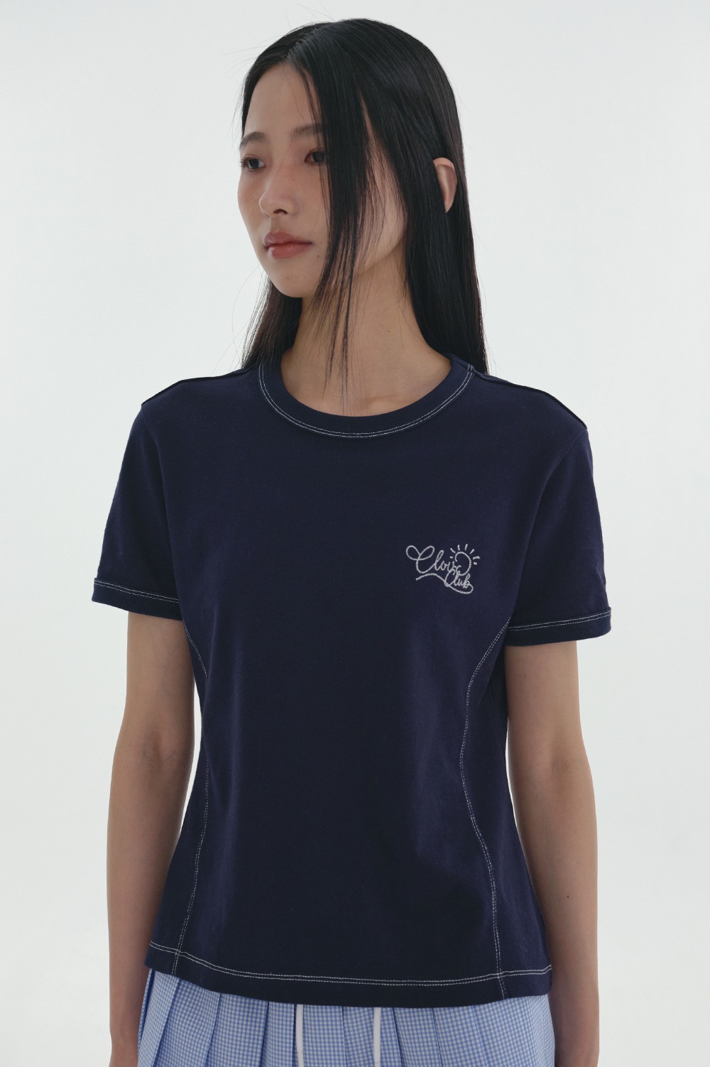 clove - [24SS clove] Stitch Point T-Shirt (Navy)