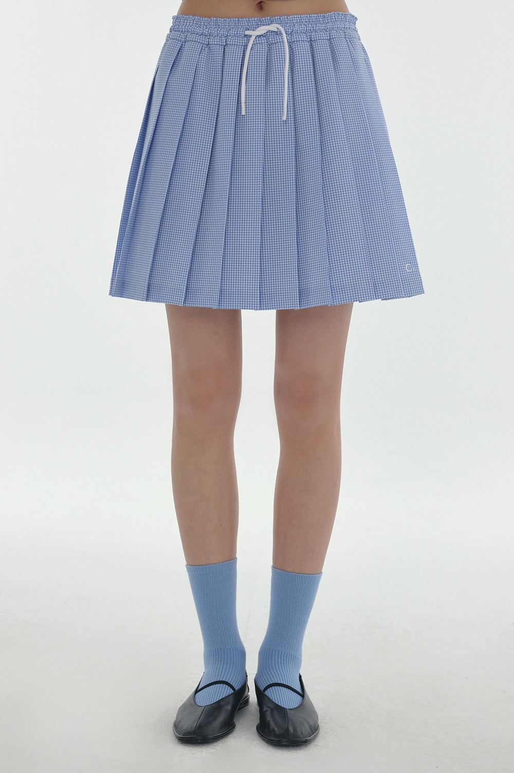 clove - [24SS clove] Pleats Banding Skirt  (Blue)